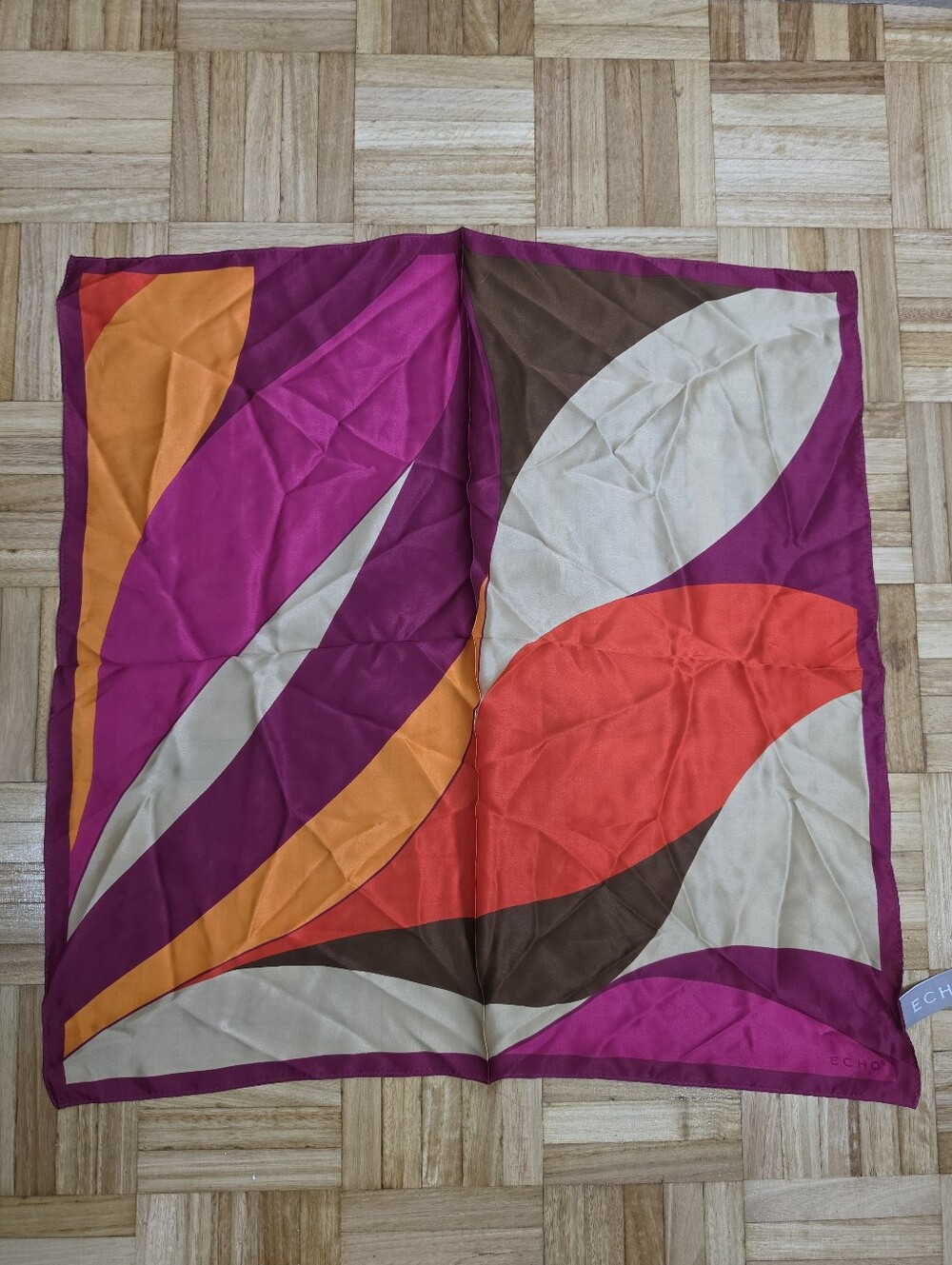 Echo Colorblock Leaf 100% Silk Scarf